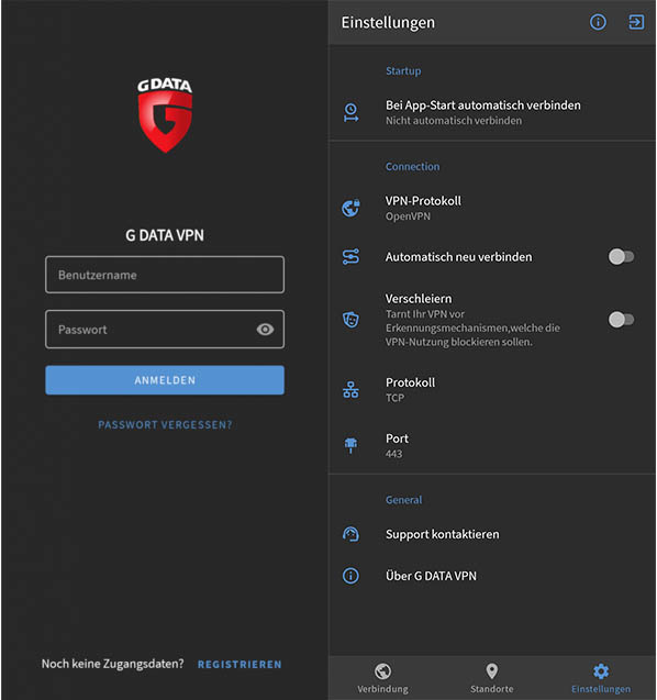 G DATA VPN Screenshot