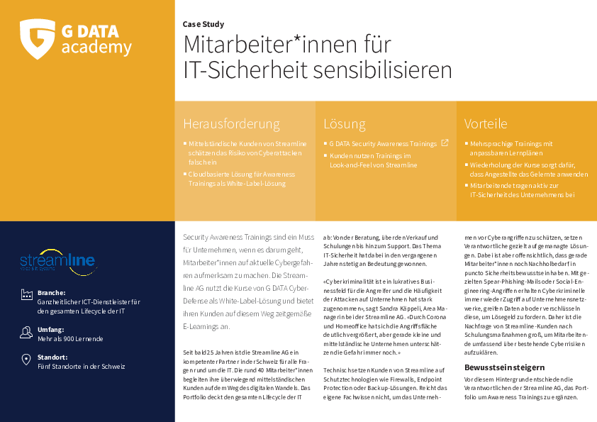 G DATA CDA Case Study Streamline AG